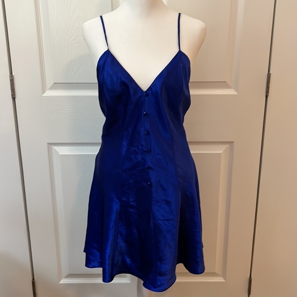 Fredrick’s of Hollywood Vintage Cobalt Blue Button Slip Dress Size M